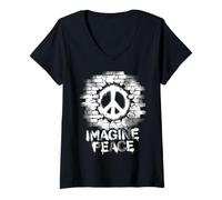 Donna Imagine Peace Graffiti Peace Symbol Art Maglietta con Collo a V