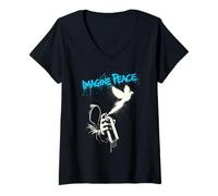 Donna Imagine Peace Spray Paint Dove Urban Art Style Maglietta con Collo a V