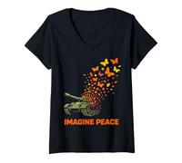 Donna Imagine Peace Tank Butterfly Flowers Maglietta con Collo a V