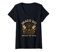 Donna Imago dei - Immagine di Dio - Latino - Teologia Riformata Maglietta con Collo a V