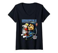 Donna Imbattibile Paw Patrol Print Pattern Maglietta con Collo a V