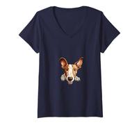 Donna Immagine Clipart Cane Segugio Ibiza Maglietta con Collo a V