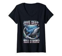 Donna Immersione Deep Rise Forte costellazione balena Saggezza del mare Maglietta con Collo a V