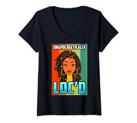 Donna Impenitentemente Loc'd Divertente Locs Regina Nera Donne Ragazze Maglietta con Collo a V