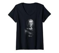 Donna Imperatore Romano Tiberio Cesare Ritratto Maglietta con Collo a V