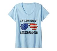 Donna Impressionante come mia nipote 4 ° luglio Fathers Day Maglietta con Collo a V