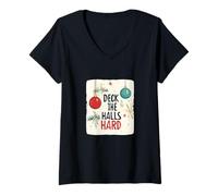 Donna Impressionante Deck The Halls Hard Look per Uomo e Donna Maglietta con Collo a V