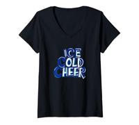 Donna Impressionante Ice Cold Cheer Emblem Maglietta con Collo a V
