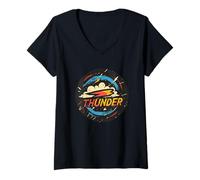 Donna Impressionante logo Thunder Maglietta con Collo a V