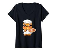 Donna Impressionante Pizza Capybara Costume per Gli Amanti dei Capibara Maglietta con Collo a V