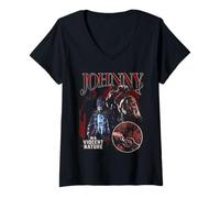Donna in A Violent Nature Johnny Bootleg Style Maglietta con Collo a V