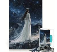 Donna in abito bianco sotto un cielo stellato Puzzle da 1000 pezzi per ragazzi Gioco di apprendimento cognitivo Zero Gap Perfetto incastro Compatto Divertimento per il tempo di gioco in famiglia