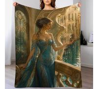 Donna in abito blu Coperta Balcone di Venezia Coperta Morbida Lettura