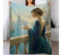 Donna in abito blu Coperta Venezia impressionista Coperta Morbida Lettura