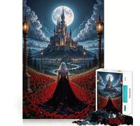 Donna in abito nero verso il castello - Puzzle da 1000 pezzi per adulti - Gioco di memoria e concentrazione - Incastro perfetto - Compatto e divertente per tutta la famiglia (38x26cm)