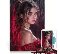 Donna in abito rosso Puzzle da 1000 pezzi per adolescenti Gioco di apprendimento cognitivo Zero Gap Perfetto incastro Compatto Divertimento per il tempo di gioco in famiglia (38x52cm)