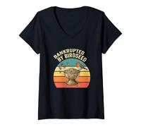 Donna in bancarotta da Birdseed Funny Bird Watching Lover Maglietta con Collo a V