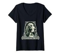 Donna In Basset Hound ci fidiamo di Funny Vintage Basset Dog Maglietta con Collo a V