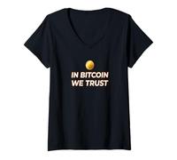 Donna In Bitcoin ci fidiamo della libertà delle criptovalute, del potere del bitcoin Maglietta con Collo a V