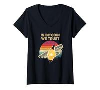 Donna in Bitcoin Ci fidiamo della libertà delle criptovalute, del Potere del Bitcoin Maglietta con Collo a V