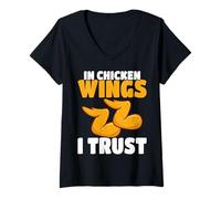 Donna in Chicken Wings Mi fido del Pollo Fritto Maglietta con Collo a V