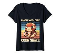 Donna in Corn Snakes We Trust Grass Snake Rettile Maglietta con Collo a V