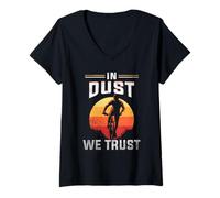 Donna in Dust We Trust Mountain Bike Maglietta con Collo a V