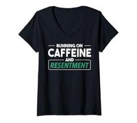 Donna in Esecuzione su Caffeina e risentimento. Citazione Maglietta con Collo a V