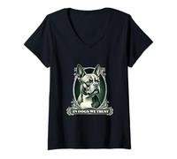 Donna In francese Bulldog We Trust Funny Vintage Frenchie Dog Maglietta con Collo a V