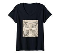 Donna in Hoc Signo Vinces Agnello di Dio in Questo Segno Conquista Maglietta con Collo a V