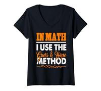 Donna in Matematica Uso Il Metodo Indovina e Spera Maglietta con Collo a V