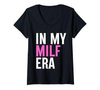 Donna in Mio Milf Era Divertente Milf Mamma Amante Detto Citazione Donne Uomini Maglietta con Collo a V