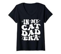 Donna In My Cat Dad Era Funny Retro Pet Lover Maglietta con Collo a V