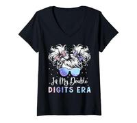 Donna in My Double Digits Era - Ragazze 10° Compleanno Maglietta con Collo a V