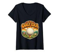 Donna in My Golf Era Retro Groovy Vintage Giocatore di Golf Maglietta con Collo a V