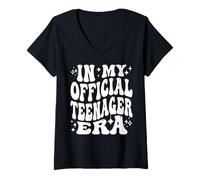 Donna in My Official Teenager Era Funny 13th Birthday Life Maglietta con Collo a V