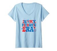 Donna In My Patriotic Era Cool Vintage Style 4 luglio dicendo Maglietta con Collo a V