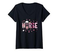 Donna In My Scrub Life Era Coquette Bow, divertente infermiera di pronto soccorso in terapia intensiva Maglietta con Collo a V