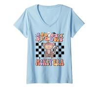 Donna in My Spooky Monkey Era Groovy Halloween Animals Costume Maglietta con Collo a V