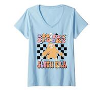 Donna in My Spooky Sloth Era Groovy Halloween Animals Costume Maglietta con Collo a V