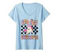 Donna in My Spooky Unicorn Era Groovy Halloween Animals Costume Maglietta con Collo a V