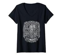 Donna in Odin We Trust - Vikings Norse Odin Valhalla - Black White Maglietta con Collo a V