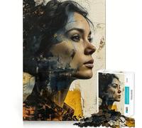 Donna in oro scuro Puzzle da 1000 pezzi Gioco di allenamento mentale Incastro perfetto Senza spazi vuoti Sfida interattiva per la mente per la casa (50x75cm)