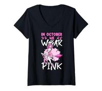Donna in Ottobre indossiamo la consapevolezza delle Streghe Rosa Maglietta con Collo a V