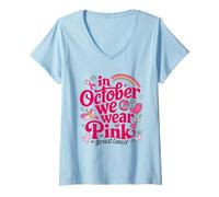 Donna in Ottobre indossiamo Rosa Support Cancer Support Squad Maglietta con Collo a V