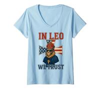 Donna In Papa Leone We Trust XIV US American Papa Chicago USA Maglietta con Collo a V