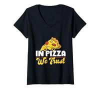 Donna in Pizza We Crust Funny Foodie Design Maglietta con Collo a V