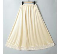 Donna IN Raso Morbido Sottoveste Lungo Pizzo Sottogonna Finta Seta Grande Swing