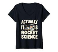 Donna in Realtà è Rocket Scienza Divertente Retro Spazio Maglietta con Collo a V