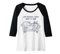 Donna in Ritardo perché Non volevo Venire Gatto Pigro Maglia con Maniche Raglan